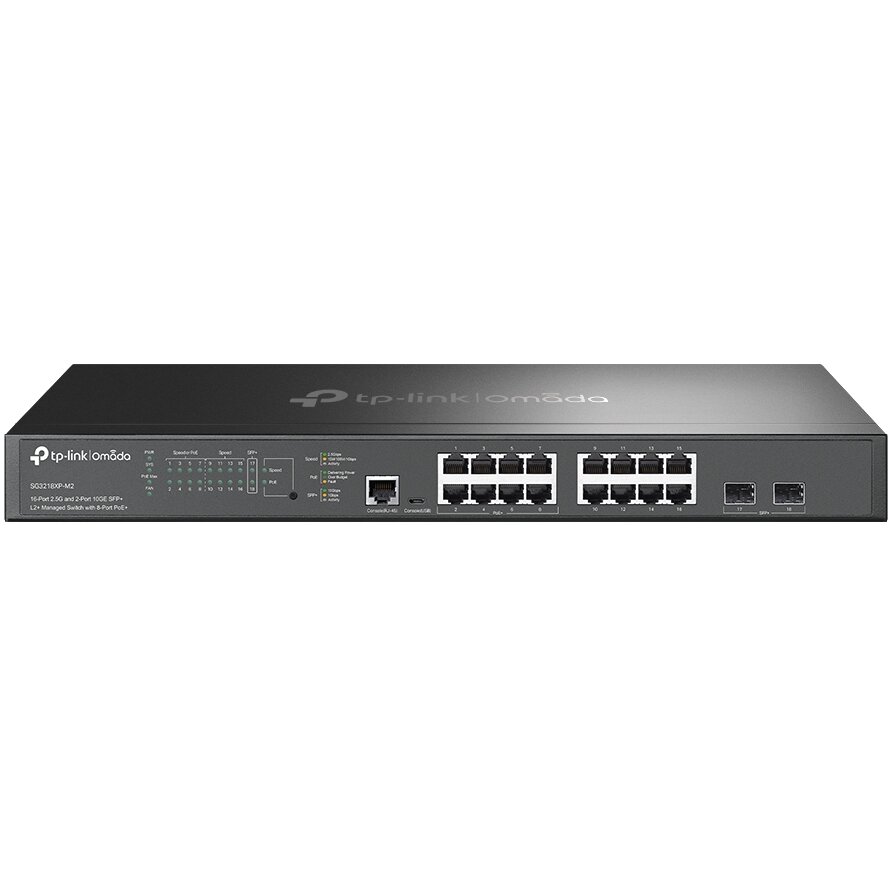 Switch Omada Tp-Link SG3218XP-M2, 16 porturi 2.5G, 8 porturi PoE, 2 porturi SFP+, Buget PoE 240W, Management in Cloud - imagine 2