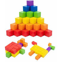 Set 49 Cuburi Lemn Craft Color 1.5 x 1.5 cm Pentru Activitati Senzoriale Si Lucru Manual