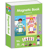 Joc Educativ STEM Carte Magnetica Puzzle Fashion Book 55 Piese Magnetice 18 Carduri