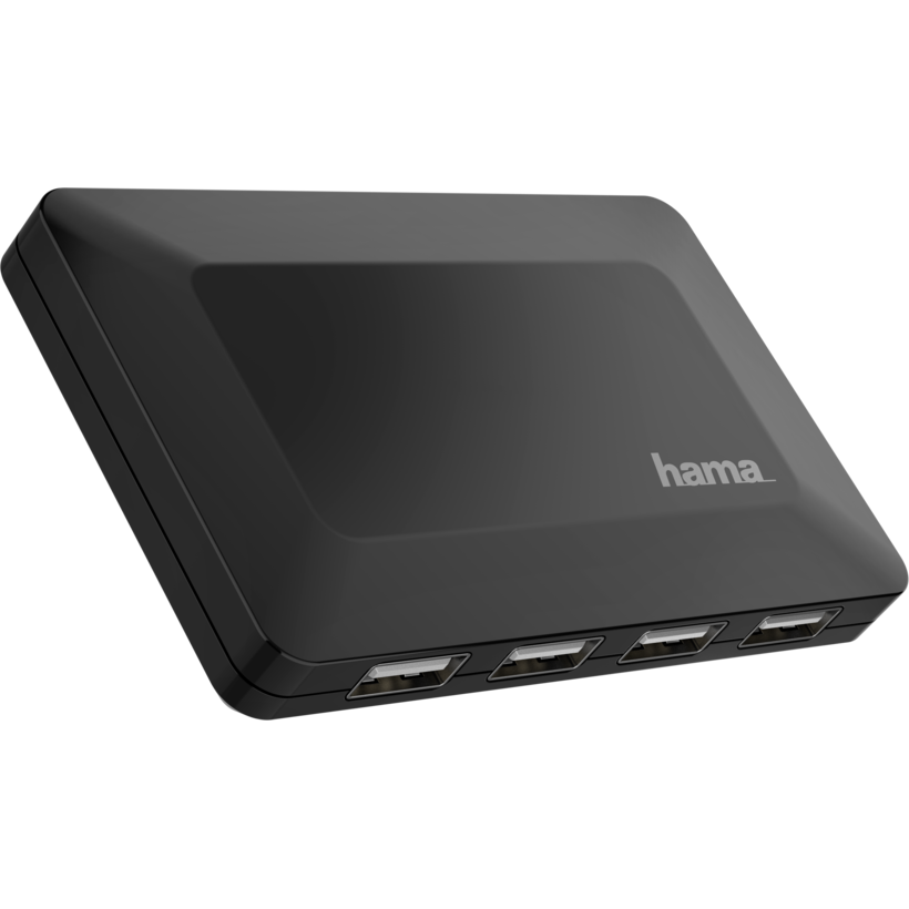 Hub Extern 200122 4 Porturi USB 2.0 480Mbps cu Cablu si Sursa de Alimentare Negru