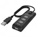 Hub Extern Hama 200118 4 Porturi USB 2.0 480Mbps Comutator On/Off Negru