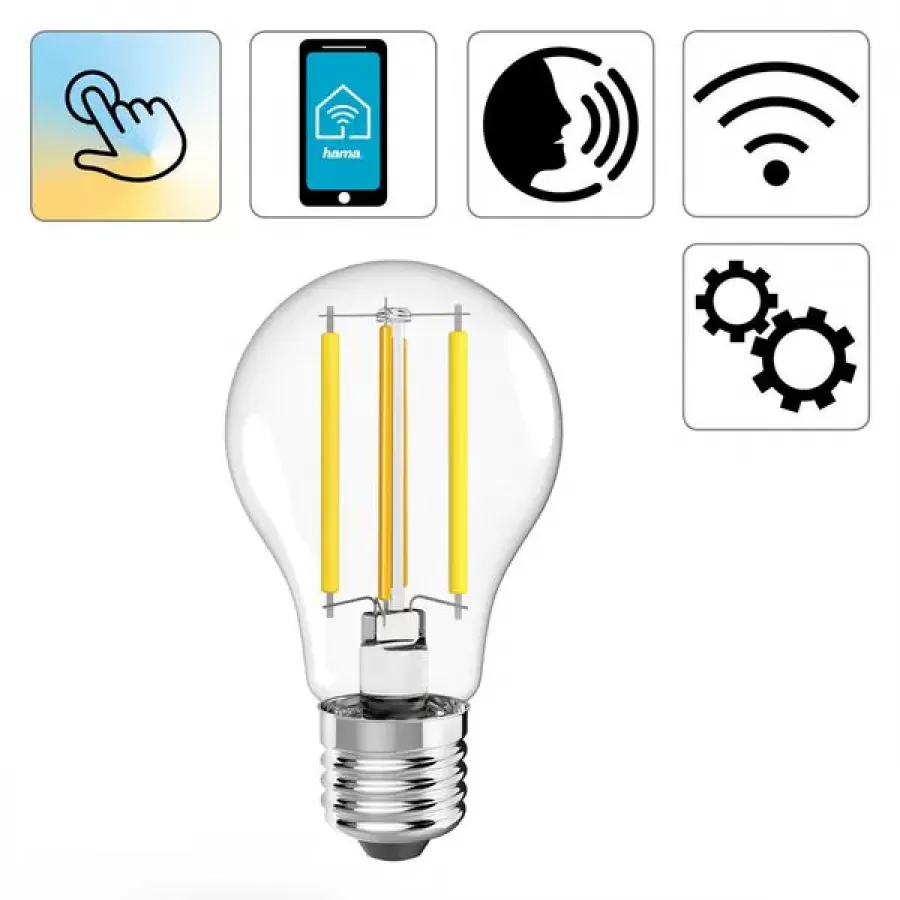 Bec LED Inteligent Hama 176603 Retro E27 7W Dimabil Wi-Fi Alb