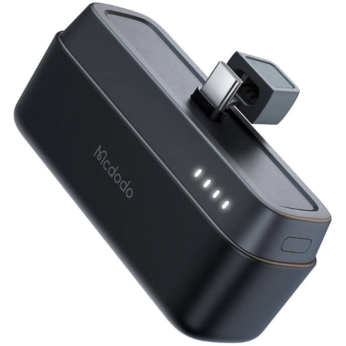 Acumulator extern MC-6301, 5000 mAh, 20W, LED, Conector USB-C tata integrat, Negru