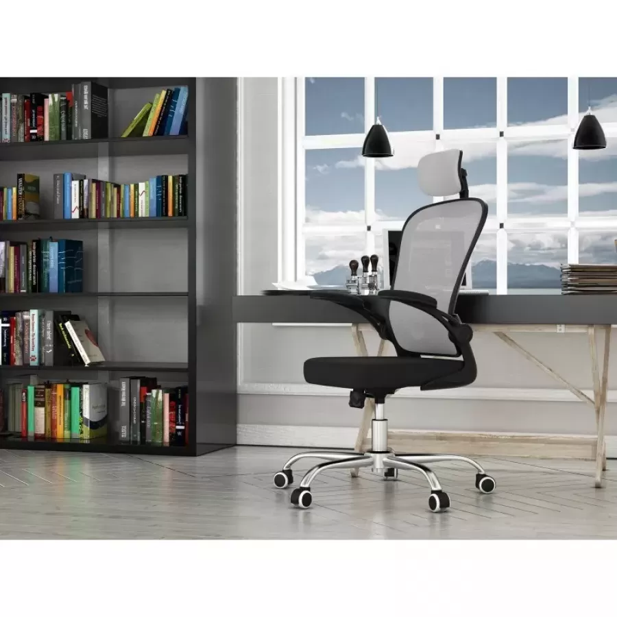 Scaun Birou TOP E SHOP DORY Spătar din Mesh Gri/Negru — imaginea 4