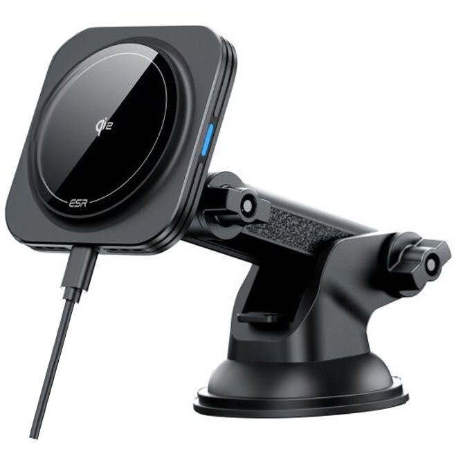 Suport auto ESR Halolock Magnetic Qi2, Air Vent Mount, Compatibil MagSafe, Incarcare wireless 15W, Rotire 360 grade, Negru - imagine 2