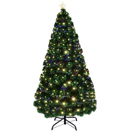 Brad De Crăciun Artificial Generic Iluminat Cu Fibră Optica Și Led-uri 210Cm Luminează Multicolor
