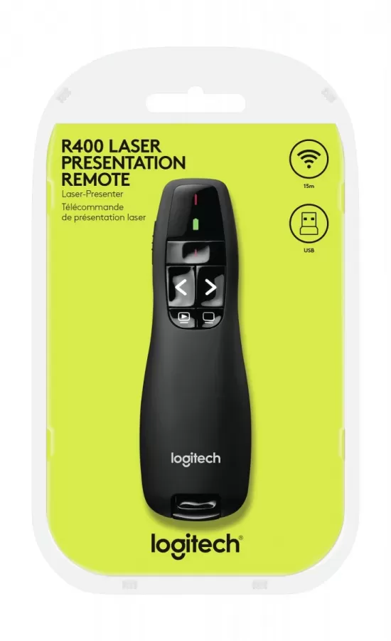 Presenter cu Laser Logitech R400 Wireless Negru