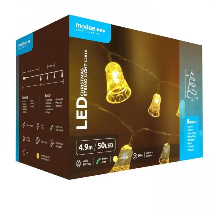 Ghirlanda Luminoasă Decorativă MODEE C2014 50 LED-uri 1.2W 4.9M Alb Cald