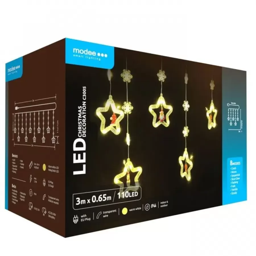 Ghirlanda Luminoasă Decorativă MODEE C3005 110 LED-uri 2.7W 3M x 0.65M Alb Cald