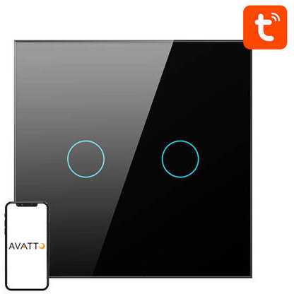 Întrerupător Smart Avatto ZTS02-EU-B2 ZigBee 2 Canale Negru