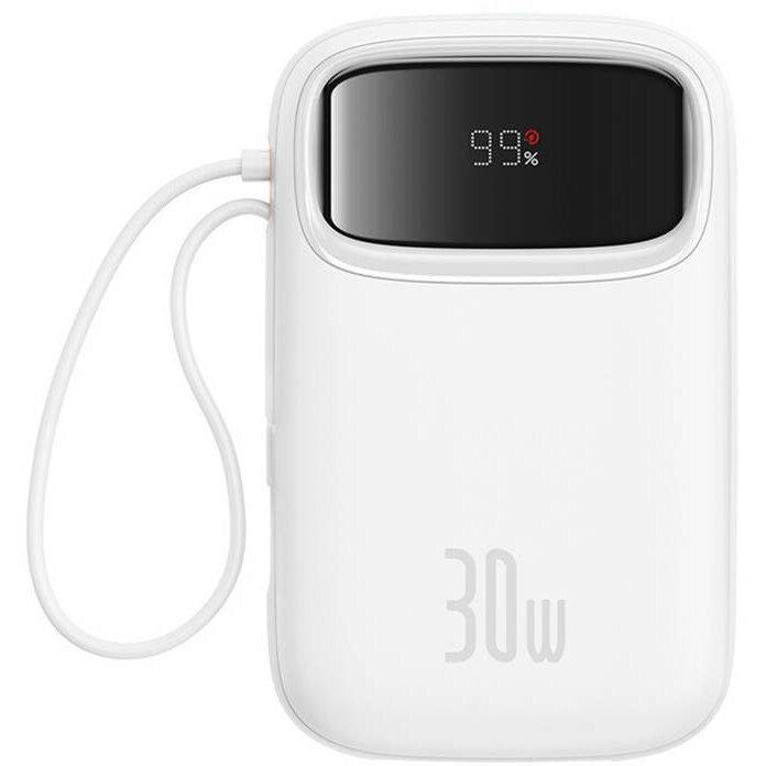 Baterie externa portabila Baseus Qpow 2, 10000 mAh, 30W, Cablu USB-C integrat, Mov - imagine 2