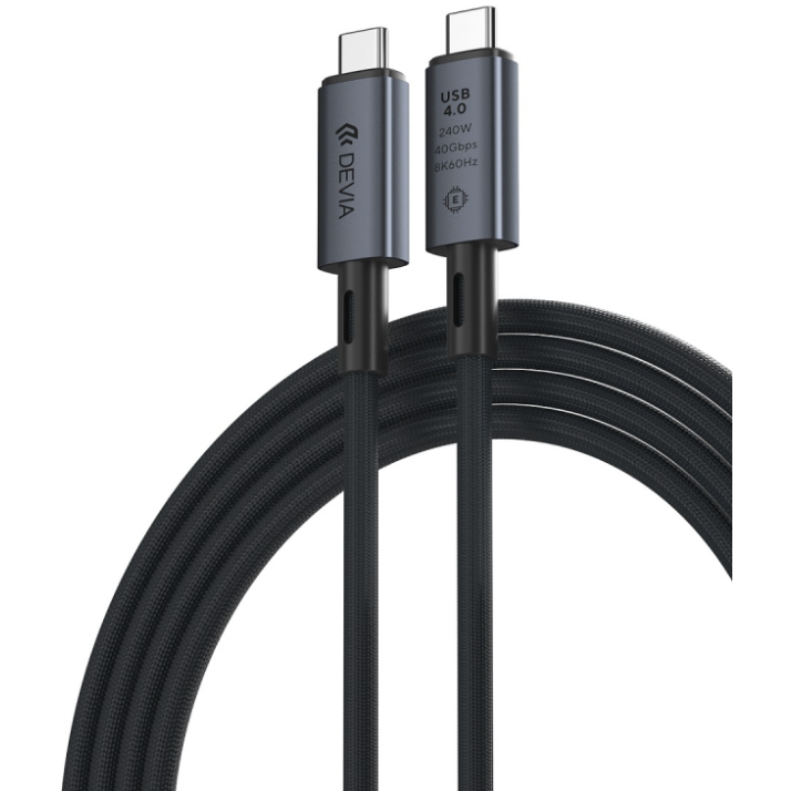 Cablu Date și Încărcare Devia USB-C - USB-C EC641 240W 1m Negru