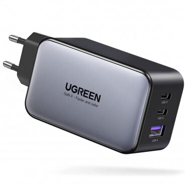 Incarcator Ugreen Rețea CD244 65W 3A 1 x USB-A - 2 x USB-C Gri