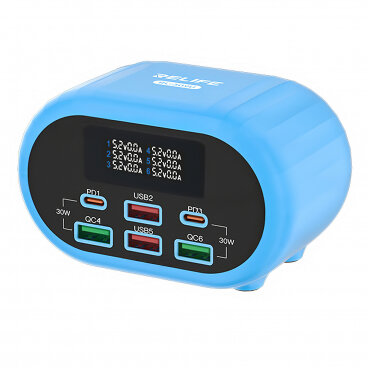 Incarcator Relife RL-309U 72W 5A 2 x USB-C - 4 x USB-A Albastru