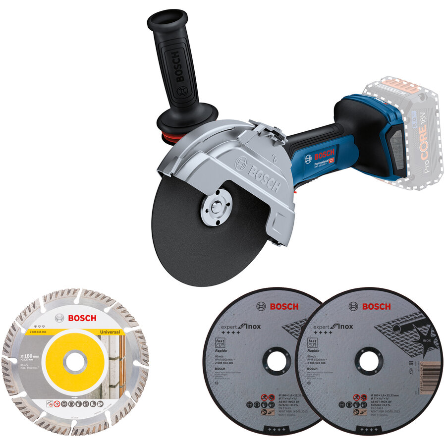 GWS 18V-180 (solo) Polizor unghiular Biturbo Li-Ion 18V 180mm fara acumulator in set