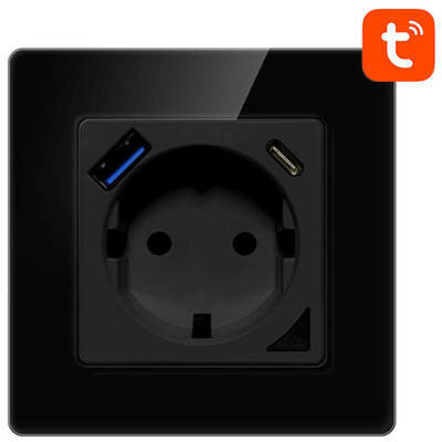 Priza Inteligenta N-WOT10-USB-B Tuya De Perete USB USB-C Negru
