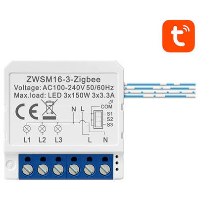 Modul Smart ZWSM16-W3 Tuya ZigBee  3 Canale IP20 Alb
