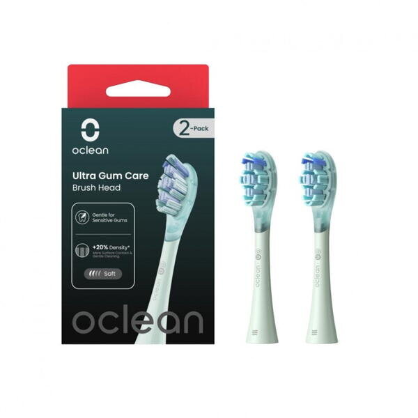 Set 2 Capete de Rezerva Ultra Gum Care pentru Periutele Electrice Oclean Verde