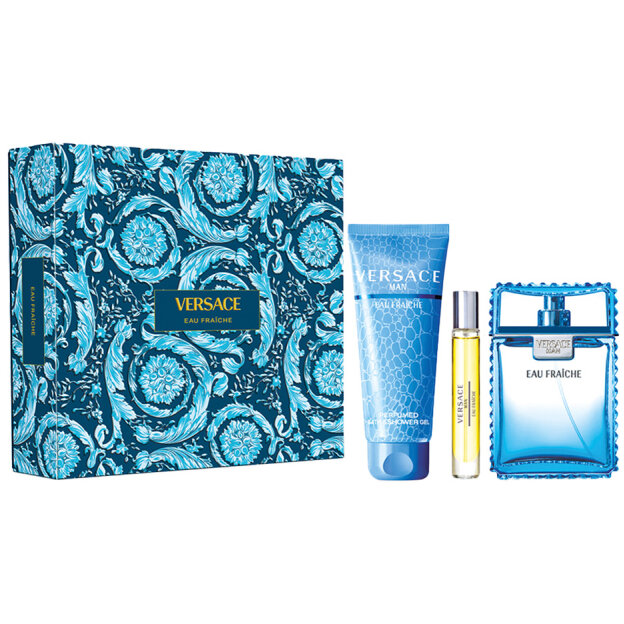 Set Bărbați Versace Fraiche Apa De Toaletă 100Ml + Apa De Toaletă 10Ml + Gel De Dus 150Ml
