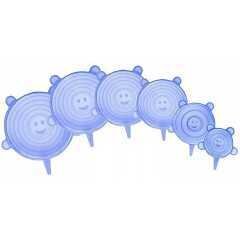 Set 6 Capace MY41011 Flexibile Din Silicon  Se Adapteaza Pe Diferite Marimi Albastru