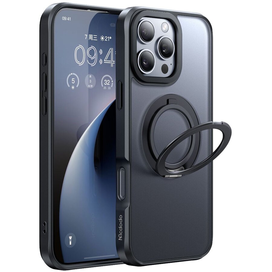 Husa Mcdodo Mata MagSafe pentru iPhone 16 Pro cu suport Negru