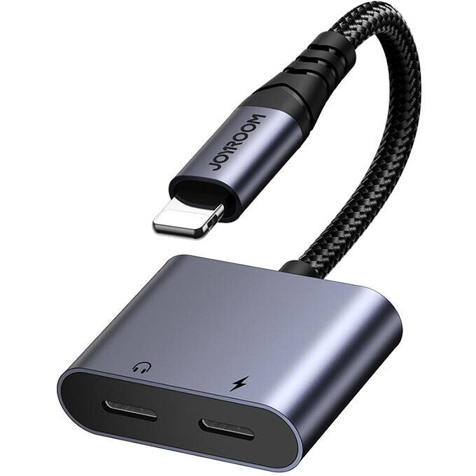 Adaptor 2in1 Joyroom SY-L02 Lightning (Male) la 2x Lightning (Female) Gri — imaginea 3