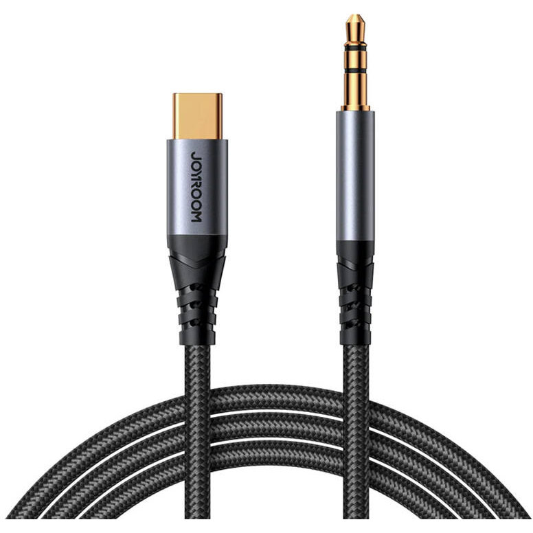 Cablu de date SY-A07, tata USB-C la tata jack 3.5 mm, 1.2m, Negru
