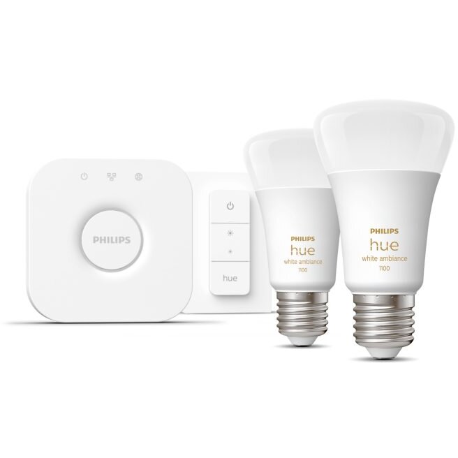 Kit de Baza 2 Becuri LED Smart A60 E27 10.5W + Bridge + Intrerupator cu Variator Alb