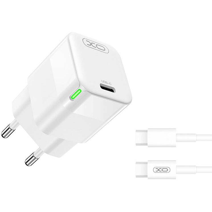 Incarcator Retea CE06  30W  USB-C  Cablu USB-C Alb