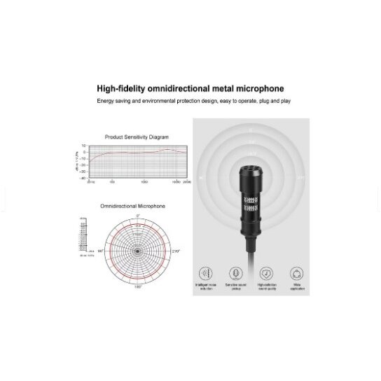 Microfon tip lavaliera Puluz PU424, Jack 3.5 mm, 1.5m (Negru) — imaginea 5