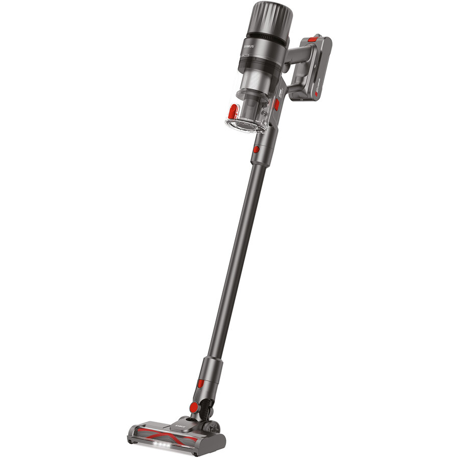 Aspirator vertical fara fir 2 in 1 Storm Air Force, tip cyclonic, 2 trepte de putere, Putere de aspirare 90 W, Perie motorizata rotativa cu LED-uri, Gri - imagine 2