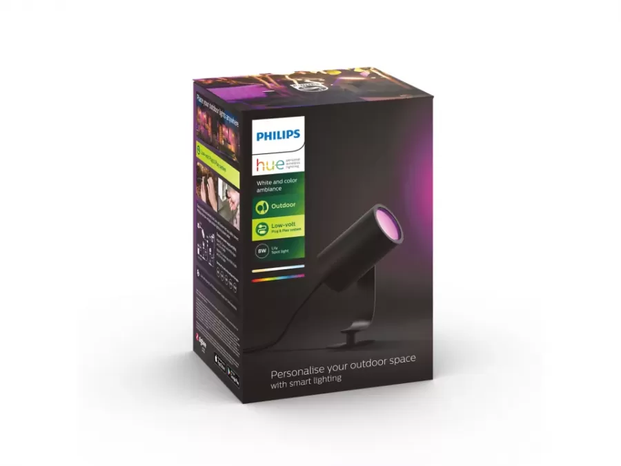 Proiector LED pentru Exterior Philips Hue Lily RGB IP65 8W Negru