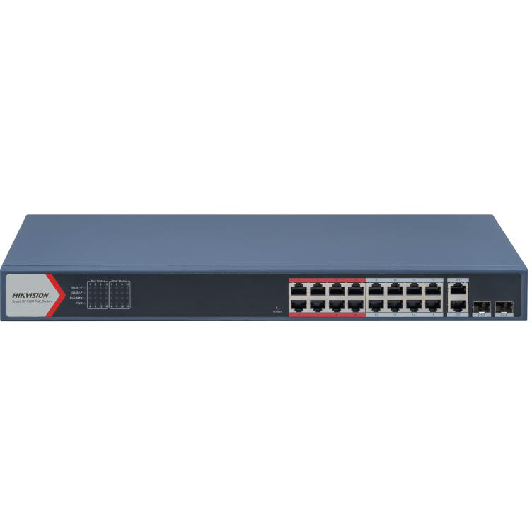 Switch 16 porturi POE DS-3E1318P-EI(B) L2 Smart Managed 16 × 100 Mbps PoE RJ45 Gri