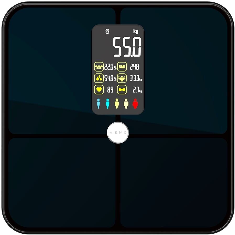 Cantar Smart ABS0002S Max 180kg Ecran Color 16 Valori Monitorizate Negru