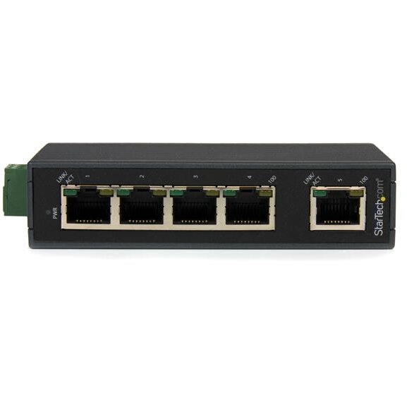 Switch 5 Pt Unmanaged Network din Rail Mountable - Ip30 Rated Negru