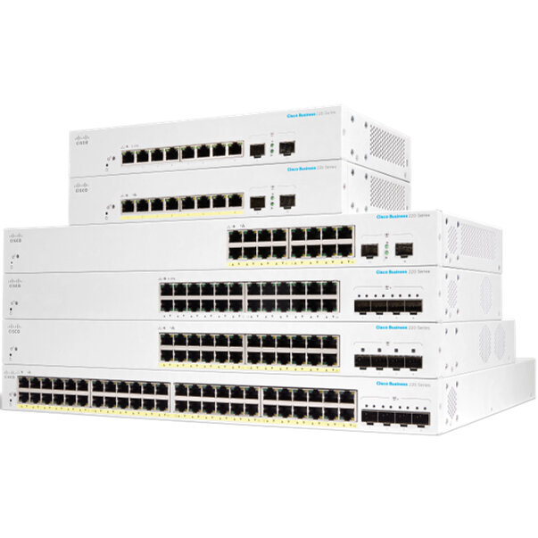 Switch CBS220 Smart 8-PORT GE Full POE/EXT PS 2X1G SFP Alb
