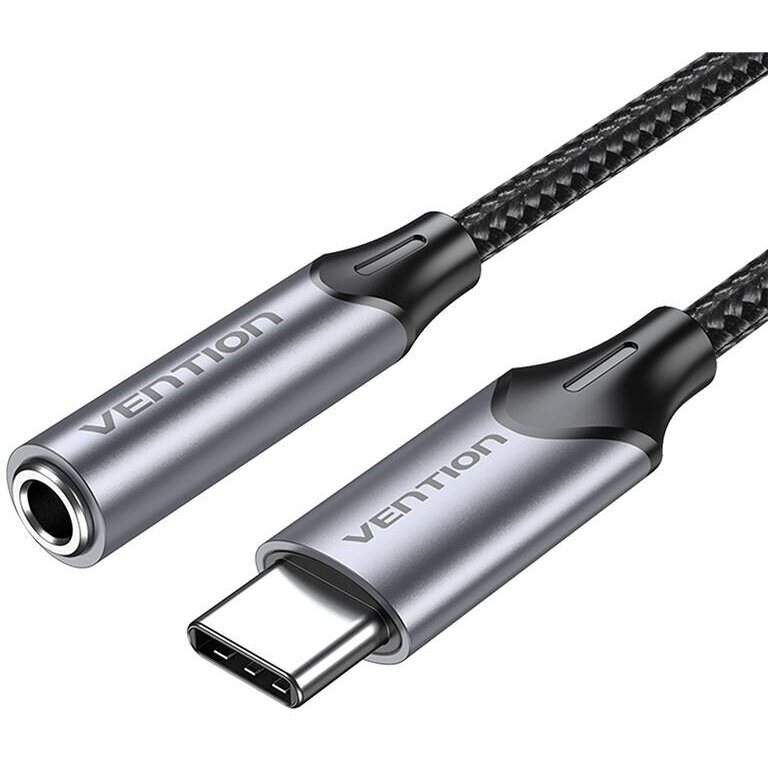 Cablu de date BGMHF, tata USB-C la mama Jack 3.5 mm, Lungime 1m, Negru