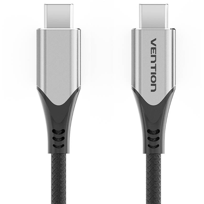 Cablu pentru incarcare si transfer de date Vention TAAHF, 2x USB-C, 4K, 60Hz, 5Gbps, PD 60W, 3A, 1m, Negru - imagine 2