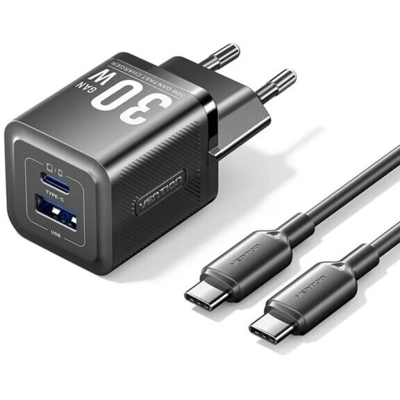 Incarcator Retea 30W 1 x USB-C 1 x USB-A Negru