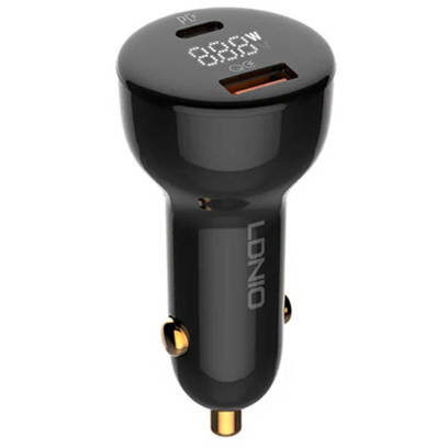 Incarcator C101 Car Charger USB + USB-C 100W + USB-C to Lightning Cable Negru