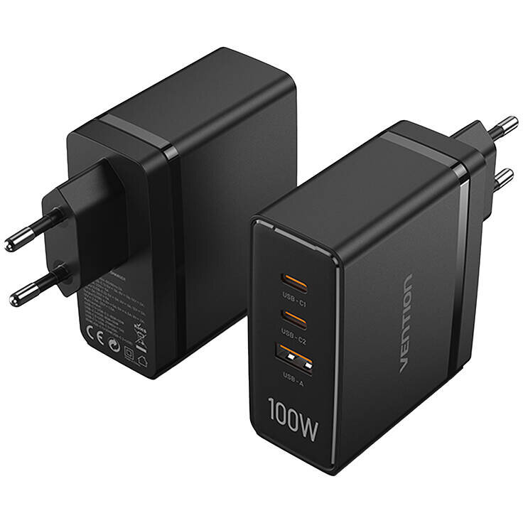 Incarcator FEGB0-EU 2xUSB-C 1xUSB-A 100W/100W/30W GaN Negru