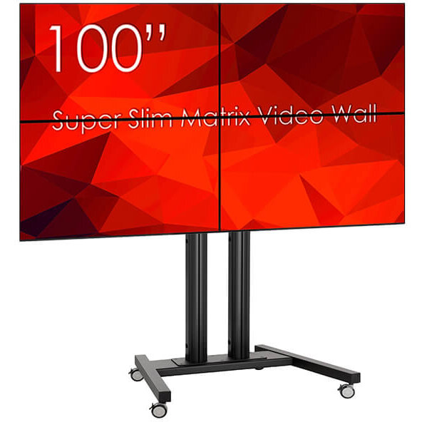 Solutie Videowall 4 Display-uri LED SWEDX SDS50K8-01 50Inch 4K cu Stand Mobil 2x2  si Controller EvoConnect MXB24VM Negru