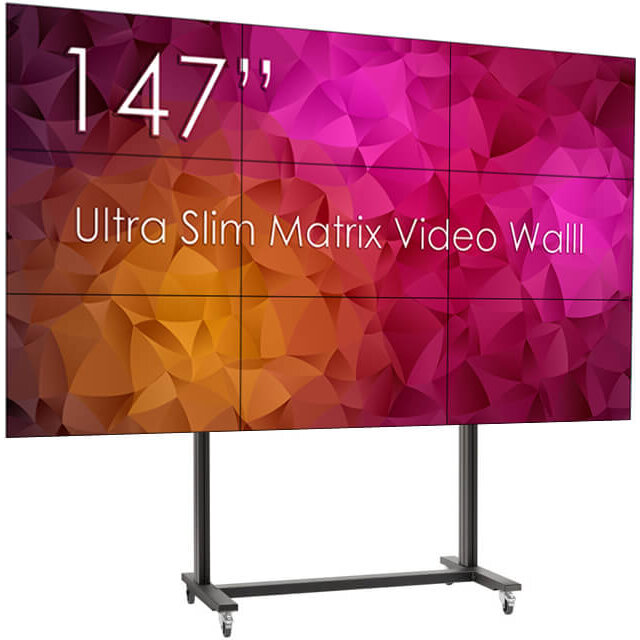 Solutie Videowall 9 Display-uri LED SWEDX UMX-49K8-1 49Inch FullHD + Suport cu Baza Mobila + Controller / Matrice MXB29VM Negru