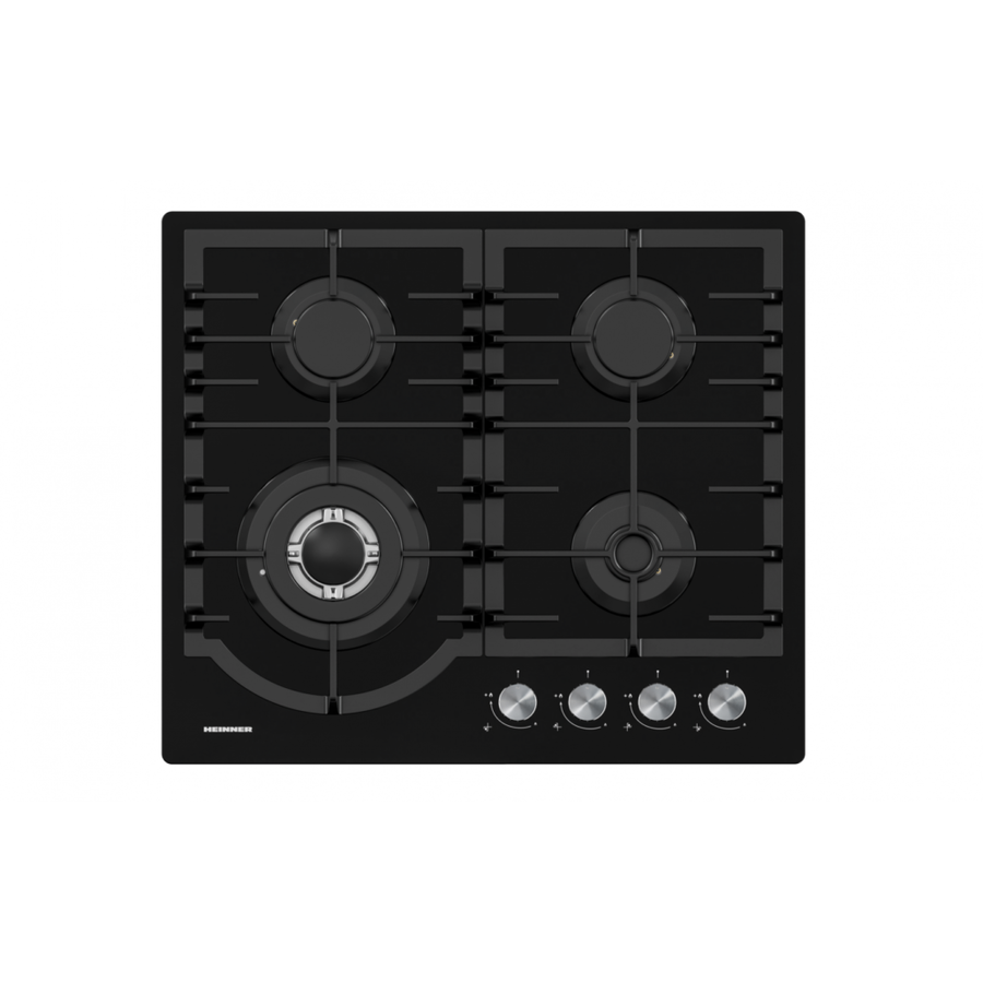 Plita Gaz HBH-M447IWFGBK 4 Arzatoare Aprindere Electrica Sticla Negru