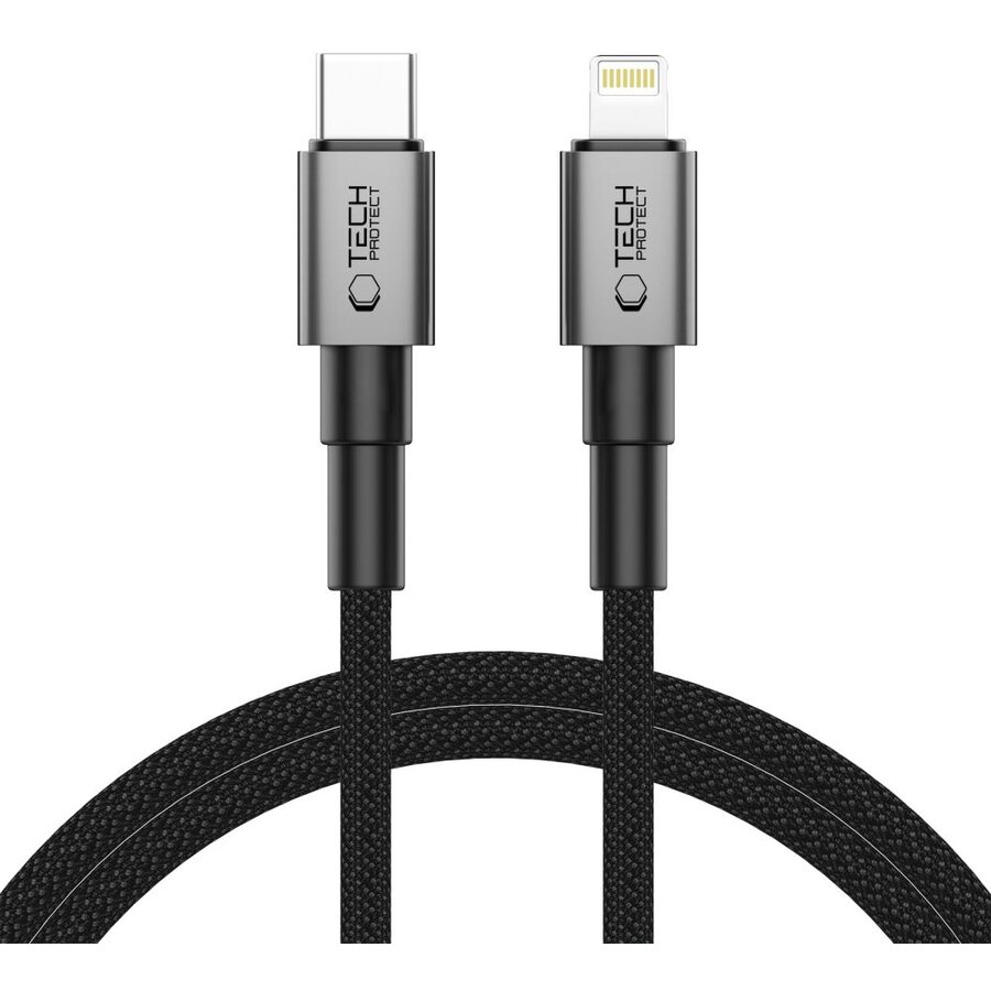 Cablu de date UltraBoost DNA, USB-C/Lightning, PD 27W, 3A, 1m, Gri