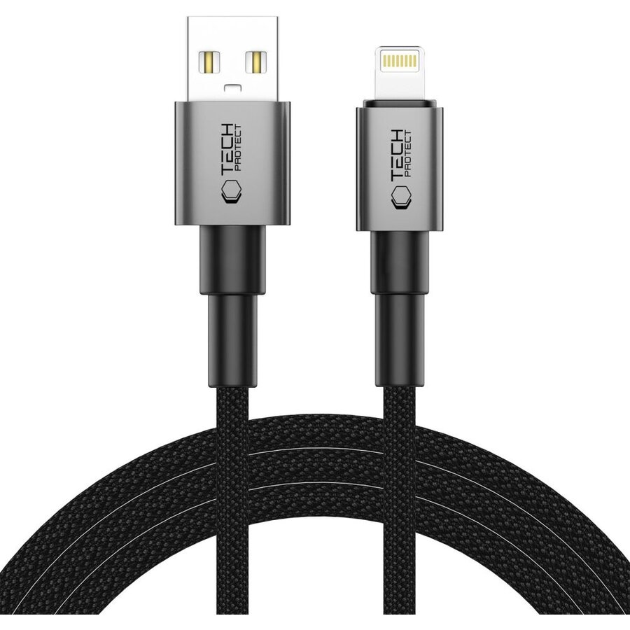 Cablu de date UltraBoost DNA, USB/Lightning, 15W, 2.4A, 2m, Gri