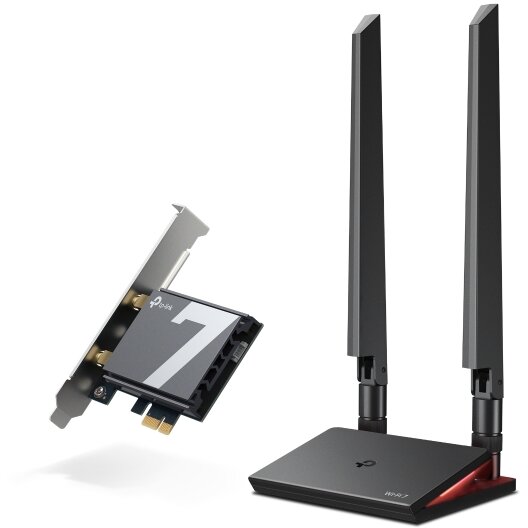 Adaptor Wireless Archer TBE550E BE9300 Wi-Fi 7 Bluetooth 5.4 PCIe 9300Mbps 2 Antene Externe Negru