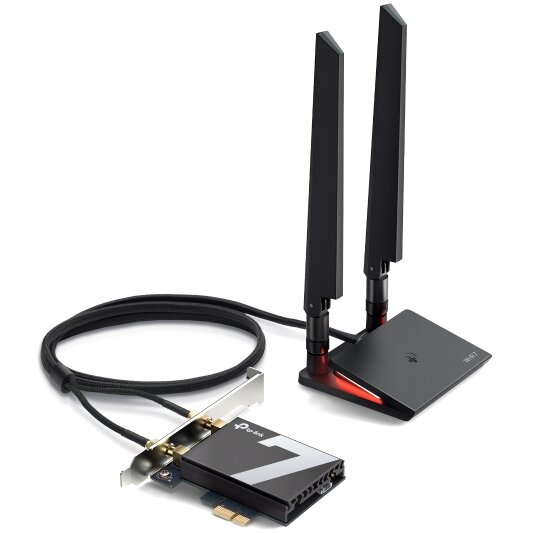 Adaptor Wireless TP-Link Archer TBE550E BE9300 Wi-Fi 7 Bluetooth 5.4 PCIe 9300Mbps 2 Antene Externe Negru — imaginea 2