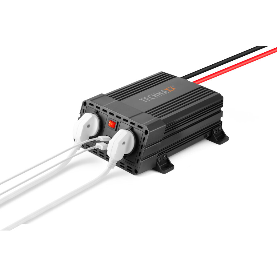 Invertor de Tensiune Technaxx TE19 600W Alimentare 12V Ieșire 230V USB-A USB-C Negru