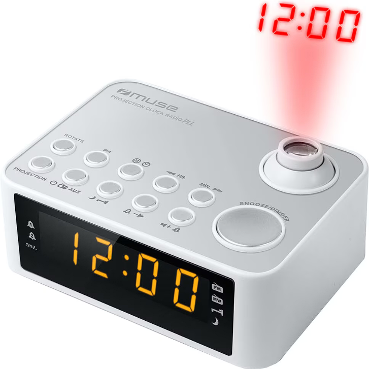Radio M-178PW Ceas Proiectie Ora MW/FM Alarma Snooze Sleep Alb